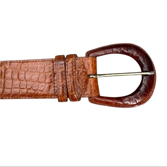Ciprian Italian Brown Crocodile-Embossed Calfskin Leather Belt - Picture 12 of 15